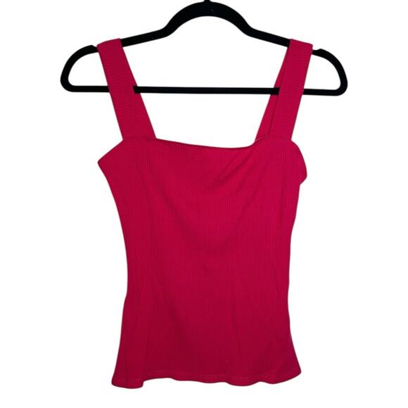 Reformation Pink Square Neck Stretch Ribbed Canyon Tank Top Small - Picture 1 of 8